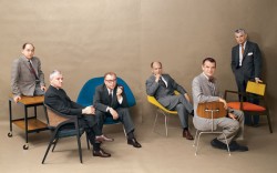Love those guys….genius!!!! J’aime ces mecs…des génies!!! George Nelson, Edward Wormley, Eero Saarinen, Harry Bertoia, Charles Eames and Jens Risom-Playboy Magazine, July 1961